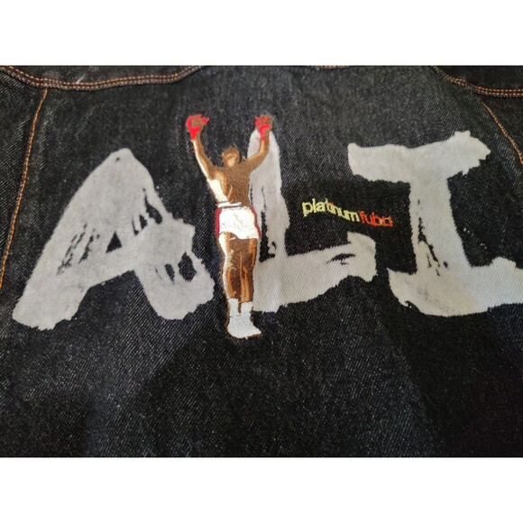 Rare Platinum Fubu Limited Edition Muhammad Ali Black Denim Jacket Large 16-18 - Picture 9 of 10